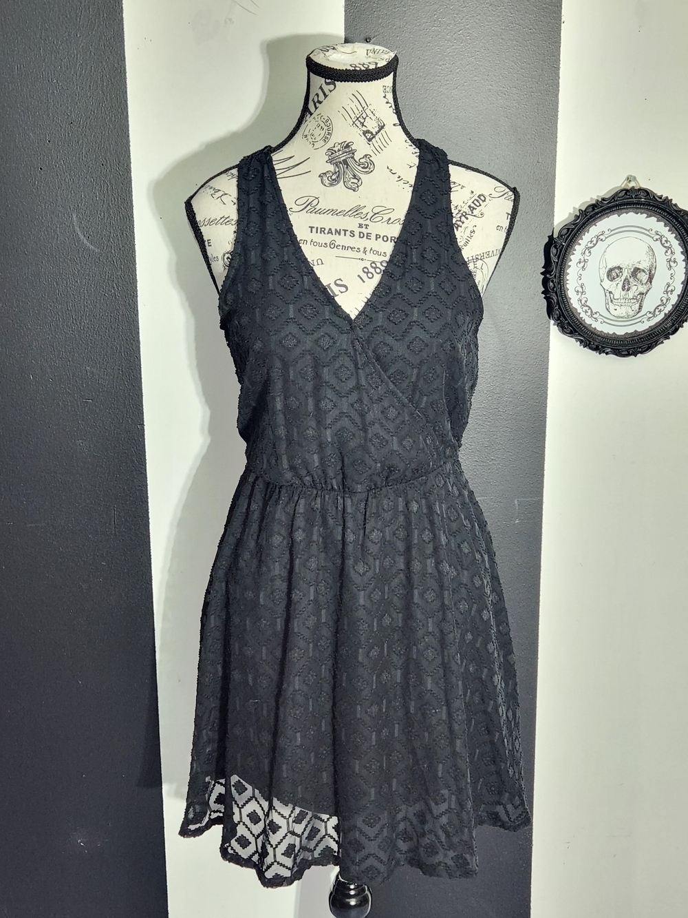 Candie's Black Lace Surplice Mini Dress